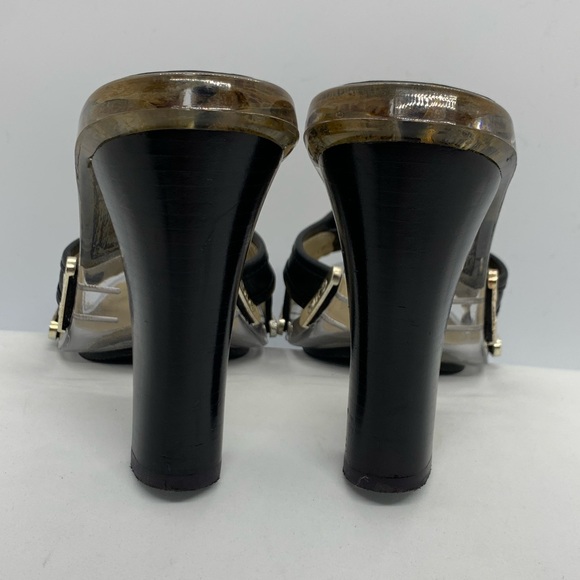 Michael Kors Black Leather Clear Sole Heels sz 5.5 - Picture 5 of 9